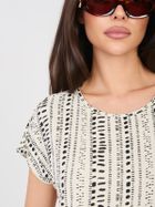 T-shirt damski, beżowy, Sublevel