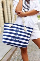 Torebka shopper, biało-granatowa, plażowa