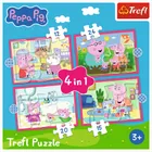 Trefl, Peppa uwielbia przygody, puzzle 4w1