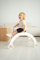 tupti.wood, 3w1: mały bujak montessori + mała zjeżdżalnia, chmurki + blat, szary