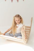 tupti.wood, duży bujak montessori z uchwytami + duża zjeżdżalnia, chmurki, naturalny