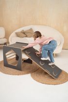 tupti.wood, kostka wielozadaniowa + mała zjeżdżalnia, chmurki, szara