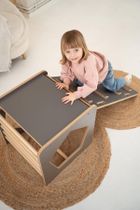 tupti.wood, kostka wielozadaniowa + mała zjeżdżalnia, drabinka, szara