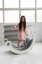 tupti.wood, poduszka do bujaka montessori, materac do dużego bujaka, szary