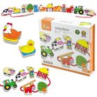 Viga Toys, Życie na farmie, klocki do nawlekania, 12 elementów