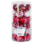 Vilde, bombki choinkowe, nietłukące, czerwone, białe, 6 cm, 30 szt.