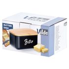 Vilde, maselniczka stalowa, czarna z bambusową pokrywką