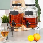 Vilde, słój do napojów z kranikiem i stojakiem, czarny, 2-4l, 3 elementy