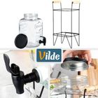 Vilde, słój do napojów z kranikiem i stojakiem, czarny, 8l