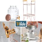 Vilde, słój do napojów z kranikiem i stojakiem, złoty, 8l