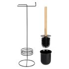 Vilde, stojak na papier toaletowy, ze szczotką, czarny, 53 cm