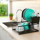 Vilde, suszarka na naczynia, 2-poziomowa, metalowa, czarna, 42-28-28 cm