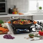 Vilde, Terruna Aroma, patelnia granitowa, ze szklaną pokrywką, głęboka, 28 cm, 3,3l