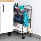 Vilde, wózek do przechowywania, metalowy czarny, 3-poziomowy