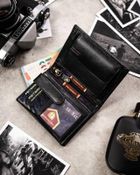 Zestaw prezentowy: Portfel, Brelok, czarny, skórzany, Peterson