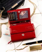 Zestaw prezentowy: Portfel, Brelok, czerwony, skórzany, Peterson