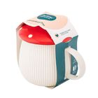 Altom Design, Pod kapeluszem, kubek ceramiczny w kształcie grzybka z pokrywką, czerwony, 370 ml