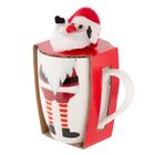 Altom Design, zimowy kubek baryłka nbc, 340 ml, z maskotką, Mikołaj, w opasce