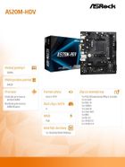 Asrock, płyta główna, A520M-HDV AM4 2DDR4 HDMI/DVI/VGA M.2 mATX