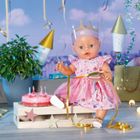 Baby Born, zestaw urodzinowy, sukienka, buciki, korona, tort