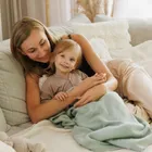 BabyOno, kocyk bawełniany z ociepleniem, szałwiowy, 75-100 cm