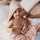 BabyOno, okrycie kąpielowe bambusowe z kapturkiem, różowe, 100-100 cm
