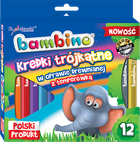 Bambino, kredki trójkątne z temperówką, 12 kolorów