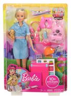 Barbie, Barbie w podróży, lalka z akcesoriami i naklejkami