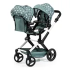 Bayer Design, Xeo Twin, bliźniaczy wózek dla lalek z torbą, zielony w gwiazdki