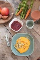 Beaba, komplet naczyń z silikonu z przyssawką, sage green