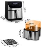 Berdsen, frytkownica beztłuszczowa, air fryer, 1700W, srebrny, 8l, BD-659