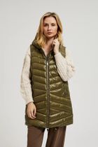 Bezrękawnik damski z kapturem, khaki, Moodo