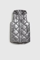 Bezrękawnik damski z kapturem, srebrny, Moodo