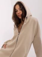 Bluza damska z kapturem, rozpinana, beżowa, Rue Paris