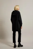 Bluza damska z kapturem, rozpinana, czarna, Moodo