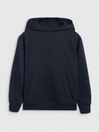 Bluza dziewczęca z kapturem, granatowa, 4F