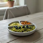 Bocioland, silikonowy talerzyk z przyssawkami i przegródkami, jasny szary