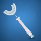 Bocioland, szczoteczka silikonowa w kształcie litery U do zębów, różowa