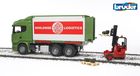 Bruder, Scania R, Kontener z wózkiem widłowym i paletami