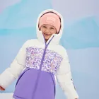 Cool Club, Kurtka narciarska dziewczęca z kapturem, ocieplana, biało-fioletowa