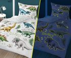 Dino, fluo, 2-częściowy komplet pościeli świecącej w ciemności, 160-200 cm