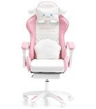 Dziecięcy fotel gamingowy z wysuwanym podnóżkiem, różowy