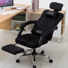 Ergonomiczny, obrotowy fotel z podnóżkiem i zagłówkiem, wentylacja, czarny