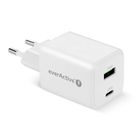 Everactive, ładowarka sieciowa, GAN 1xUSB, 1xUSB-C, QC 4.0, 45W, biała, SC-450Q