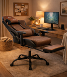 Hedo, fotel gamingowy z podnóżkiem, brązowy