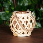 Home Styling Collection, lampion, bambusowy z jutowym uchwytem, naturalny