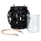 Home Styling Collection, lampion na świeczkę, bambusowy, czarny, 14,5-14 cm