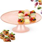 Home Styling Collection, patera na tort, na nóżce, szklana, różowa, 21 cm