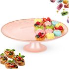 Home Styling Collection, patera na tort, na nóżce, szklana, różowa, 28 cm