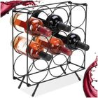 Home Styling Decoration, stojak na wino, metalowy, czarny, 9 butelek